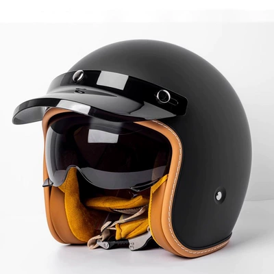 for Foreign Trade, 3/4 Helmet, Motosiklet kaskı (dəbilqə) - mt-5-pure-matte-black-3c-certified-with-black-and-white-lenses-m
