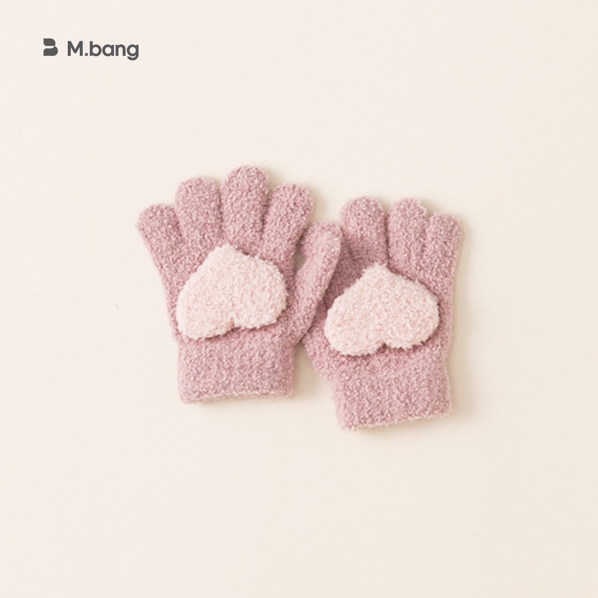 Yoobao ropa infantil guantes de niñas amor guantes de lana otoño y invierno nuevo bebé dulce guantes de punto de cinco dedos