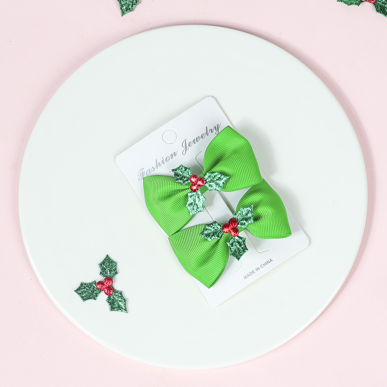 Can Be Any Combination Quantity Festival Occasion Christmas Ethnic Style Kid'S Solid Color Bow Knot Hair Clip