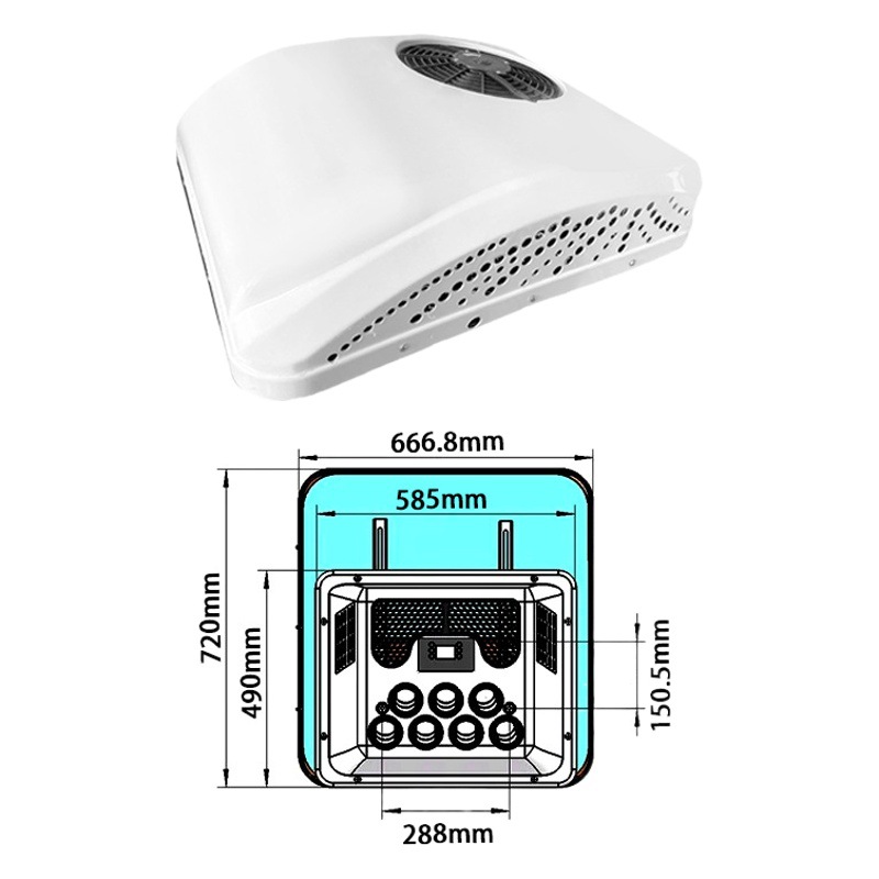 Aire acondicionado eléctrico para automóvil Máquina todo en uno para calefacción y refrigeración 12V24 voltios Camión inversor de CC para automóvil Aire acondicionado de estacionamiento de RV