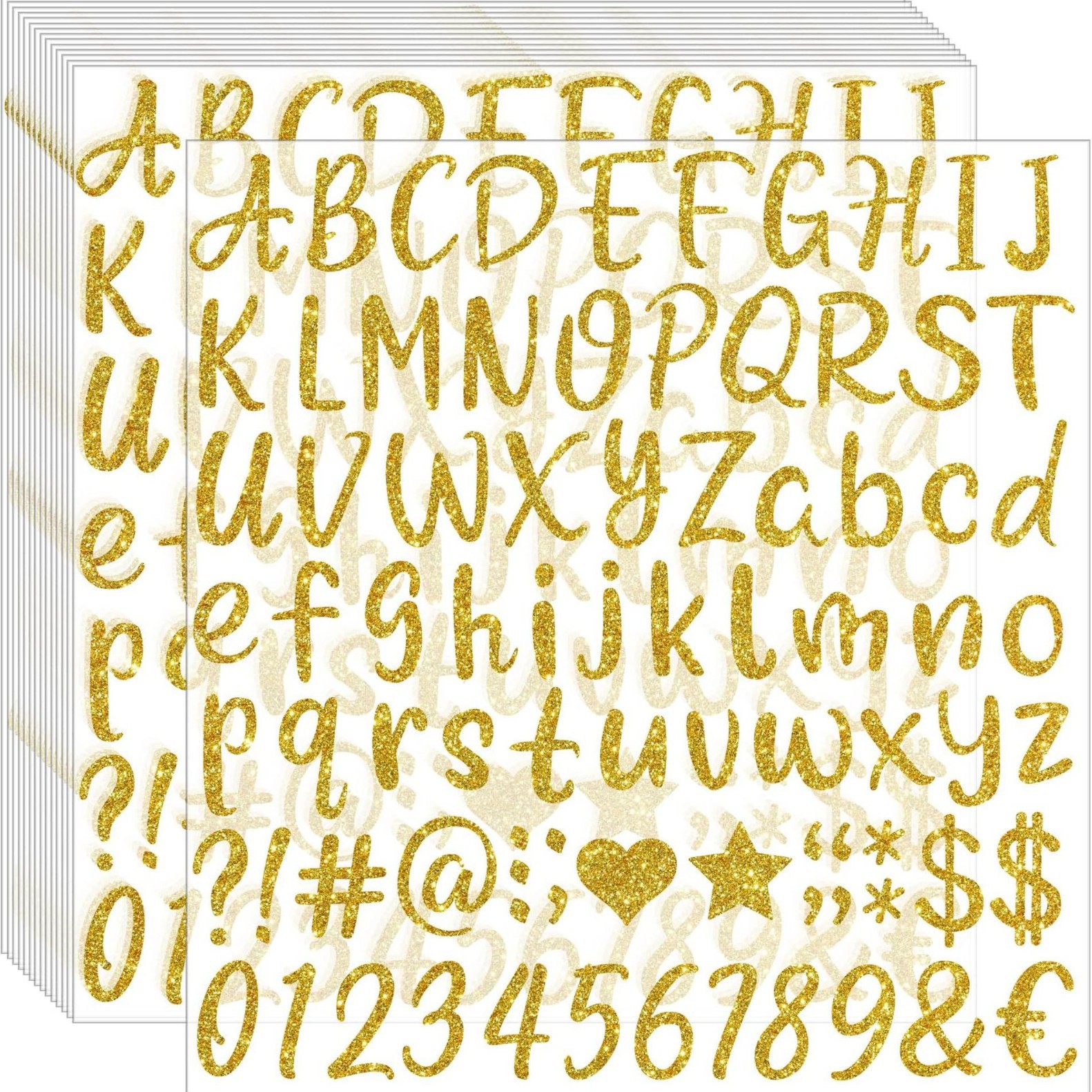 跨境金葱闪粉立体英文数字贴纸定制 DIY手工装饰乙烯基门容器罐子