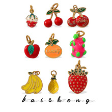 跨境电商小众独特创意滴油香蕉樱桃水果吊坠不锈钢苹果设计配件