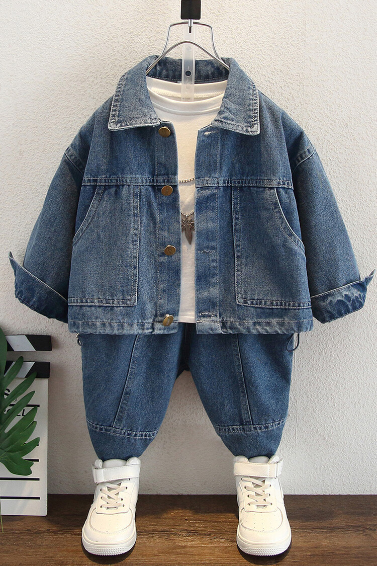 Jungen denim set für frühling herbst 2024, neue cool explosive straße zwei-stück set, kleine und mittlere westlichen stil_voghion.com