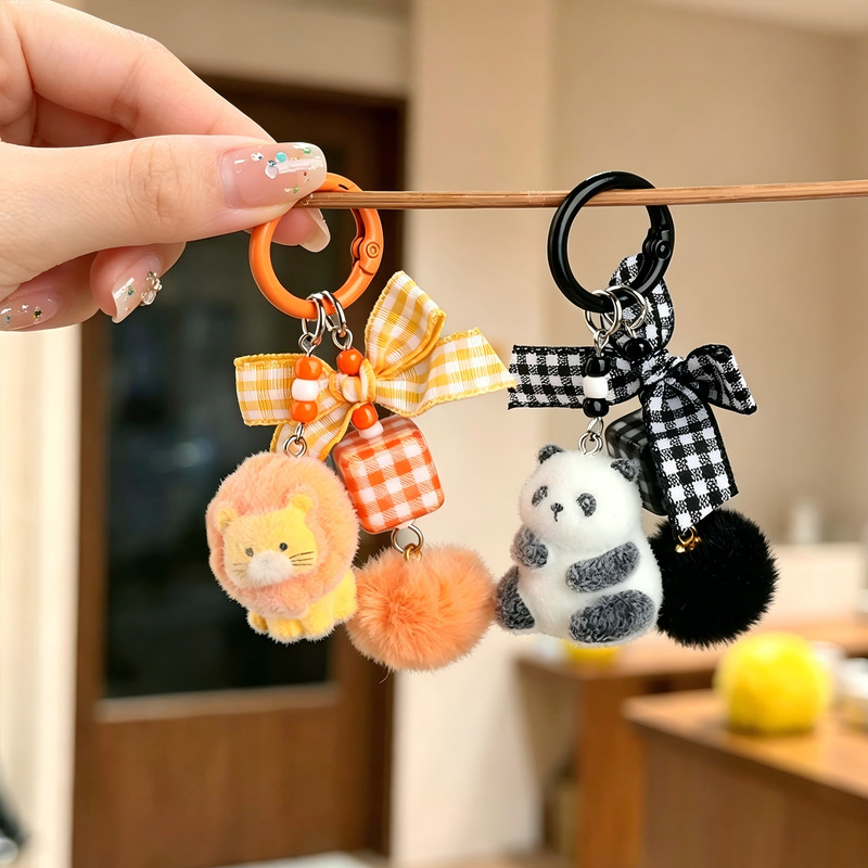 Creative Resin Plush Cute Panda Lion Bowknot Bag Pendant Keychain Bag Decoration Small Ornament Pendant Creative Resin Plush Cute Panda Lion Bowknot Bag Pendant Keychain Bag Decoration Small Ornament Pendant