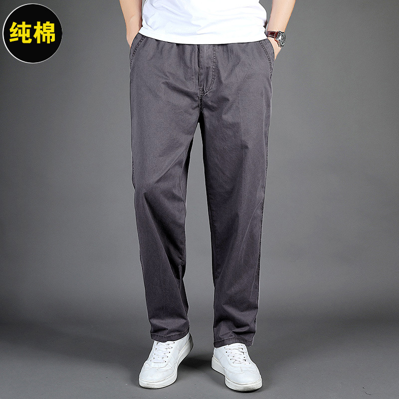 2025 nuevo estilo transfronterizo pantalones casuales de algodón pantalones rectos sueltos para hombres pantalones de papá de mediana edad monos pantalones elásticos