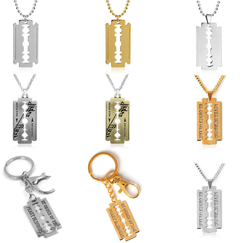 Blade Necklace, Pelican, Creative Punk Style Blade Tag, Trendy Men's Razor, Razor Pendant, Stainless Steel