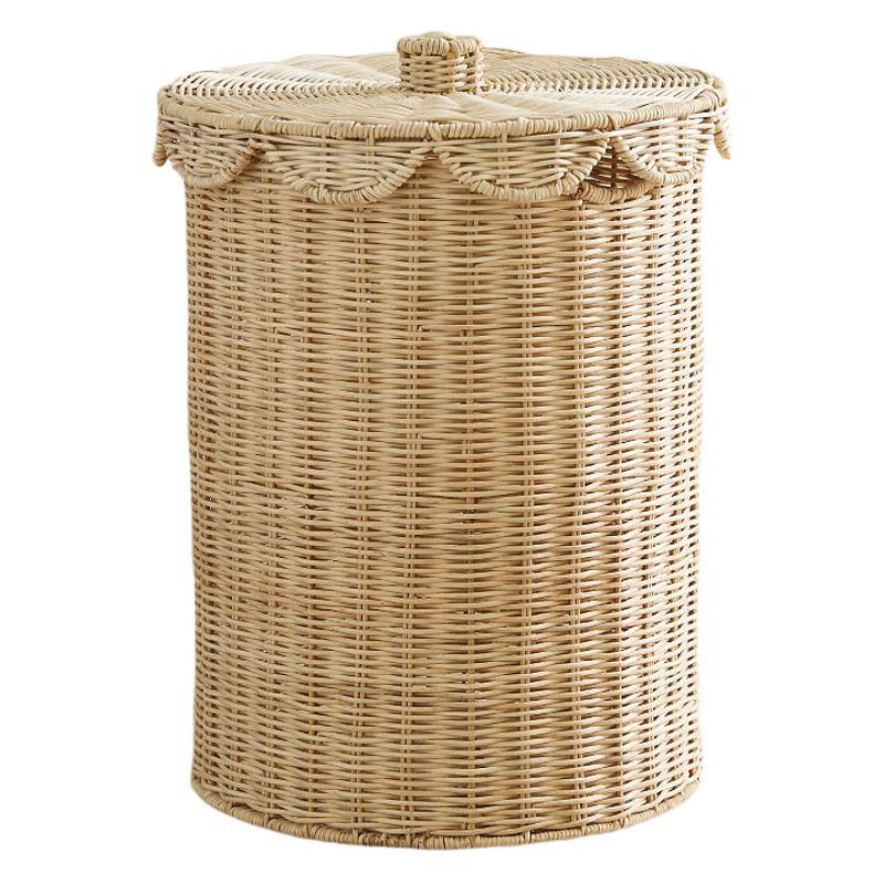 Cesta de almacenamiento de cubierta de cinta de vid real tejida de gran capacidad de ropa sucia cesto de comida de bocadillos de cocina cubierta de ondas cesto de almacenamiento