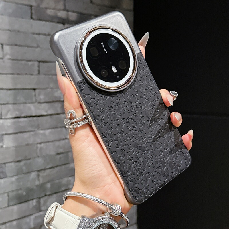 Suitable for Huawei Mate70Pro+ National Style Trendy Silver Moon Dragon Pattern Mobile Phone Case Mate70 Fashion Trendy Protective Case