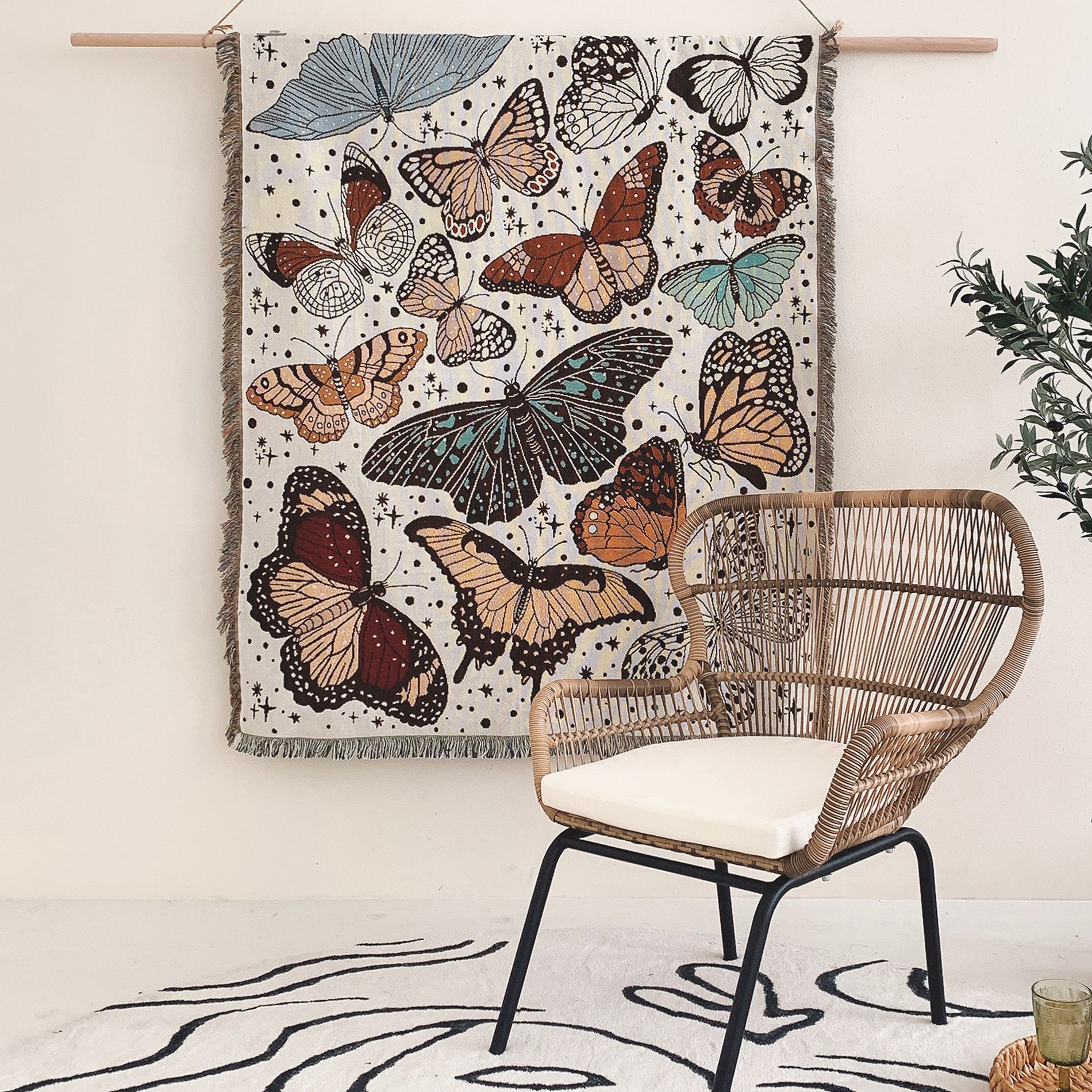 Cotton Material Casual Butterfly Cotton Blanket