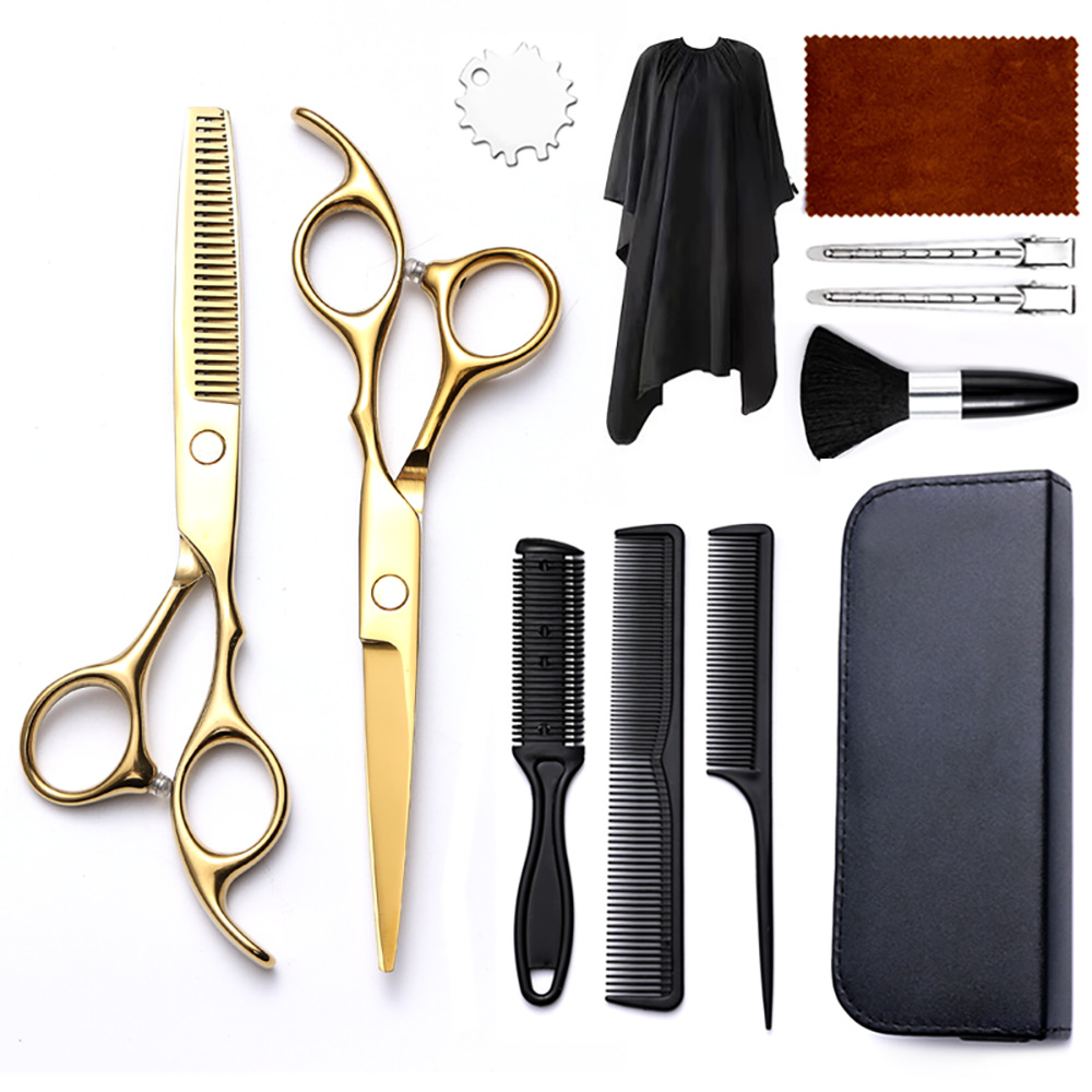 Corte de pelo tijeras transfronterizas amazonas color tijeras de dientes planas cortadas delgadas frange tijeras divisorias fábrica de tijeras al por mayor set de tijeras de peluquería