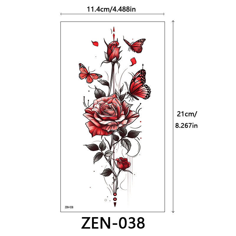 新品跨境 ZEN小全臂纹身贴半臂纹身贴动物花朵万圣节纹身贴tattoo|undefined