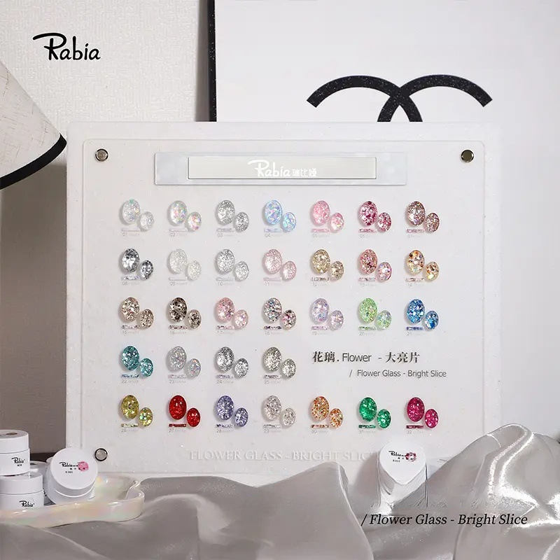 Shein Cross-Border Nail Art Large Glitter Flakes 12Ml*32Pcs - Includes Color Swatch Nail Polish Gel with Cat Eye Effect