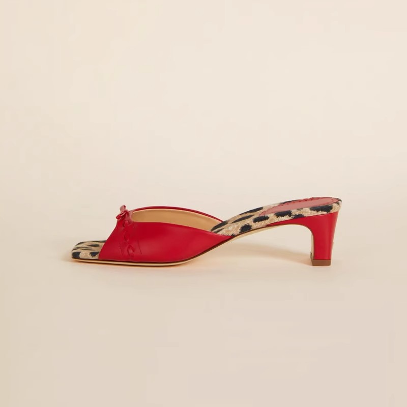 Retro Women's Square-toe Kitten Heel Sandals With Bow Strap_voghion.com