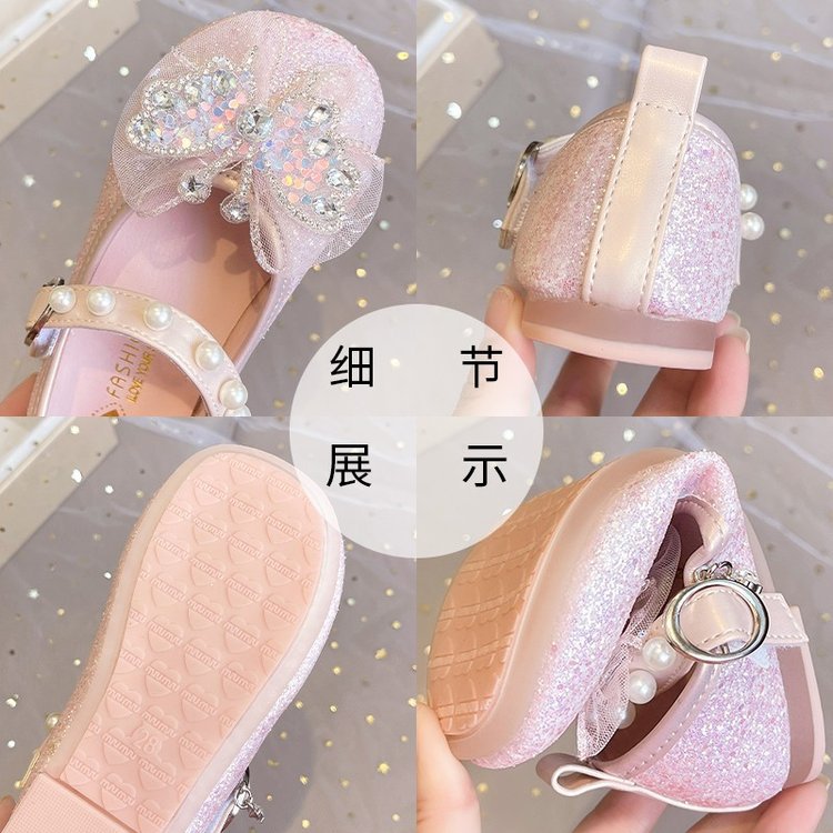 Zapatos de Cristal para Niña de Tela de Lentejuelas, Suela Suave con Cierre Adhesivo, para Escenario