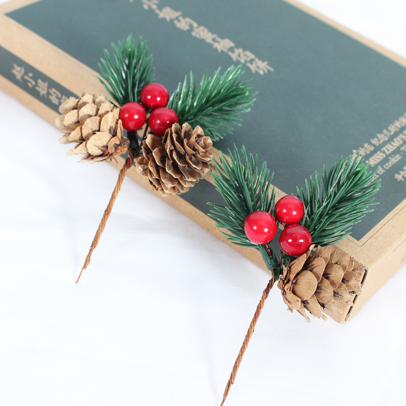 クリスマスミニクリスマスツリーアクセサリーギフトボックス装飾模擬花クリスマス装飾アクセサリー模擬松葉アクセサリー|undefined