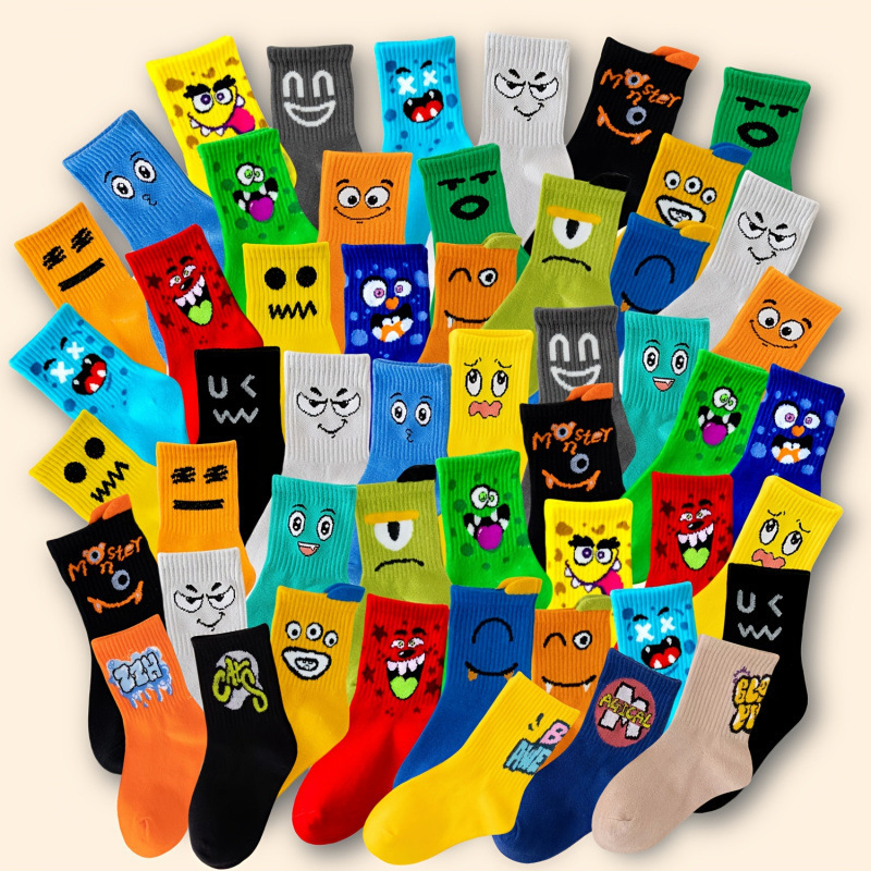 Foreign Trade Cross-Border Kid's Underwear Socks Boys Monster Cartoon Sports Socks Youth Style Foreign Trade Cross-Border Kid's Underwear Socks Boys Monster Cartoon Sports Socks Youth Style