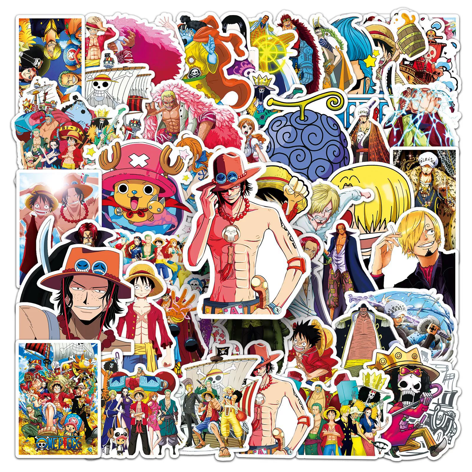 50 наклейки-одноколонные граффити One Piece индивидуальные кросс-бортовый мультфильм японский мультфильм ONE PIECE декоративные наклейки для скейтборда и мобильного телефона