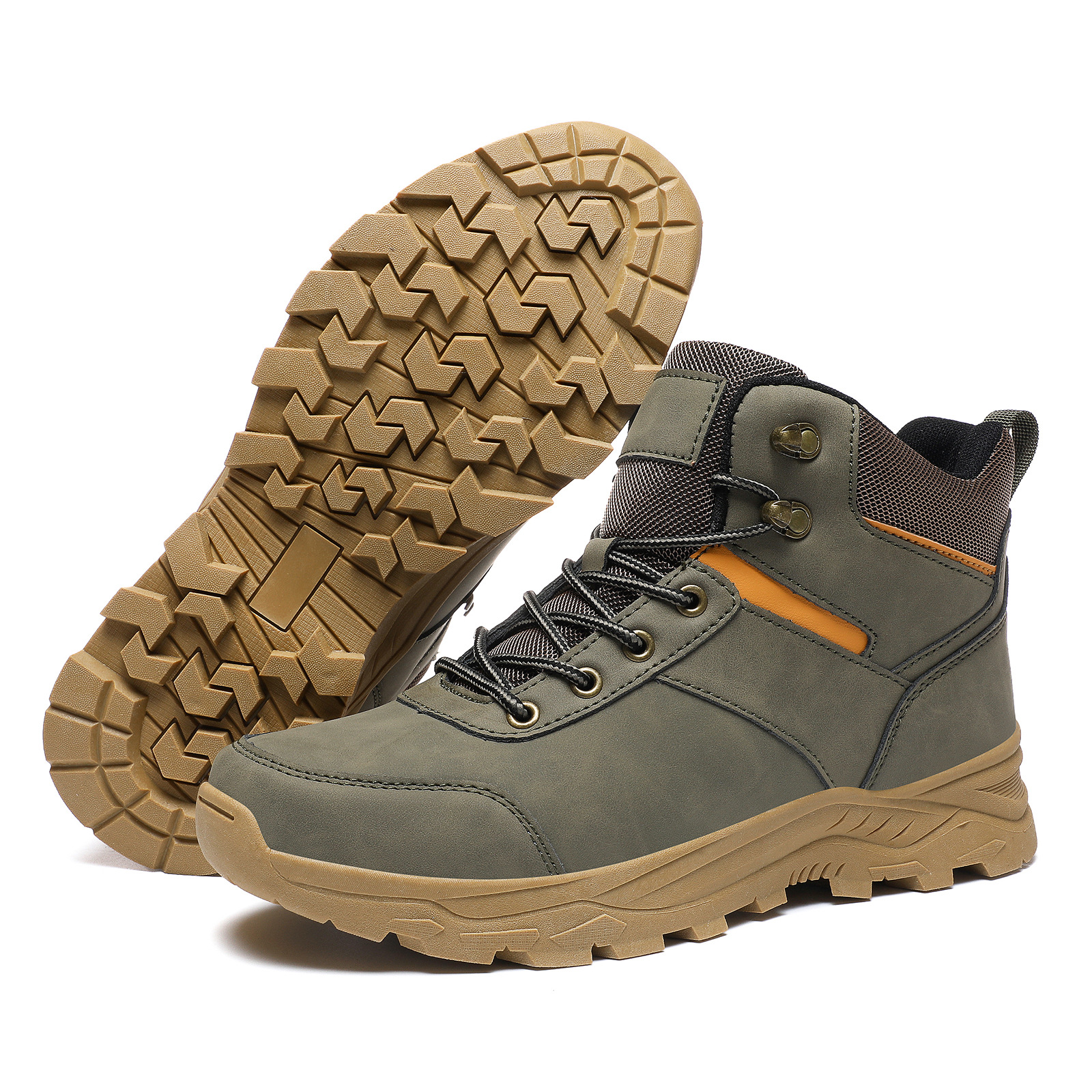 Hombre al aire libre botas de trabajo de comercio exterior nuevas botas deportivas de tamaño grande impermeable, antideslizante, desgaste, botas de montaña, zapatos altos