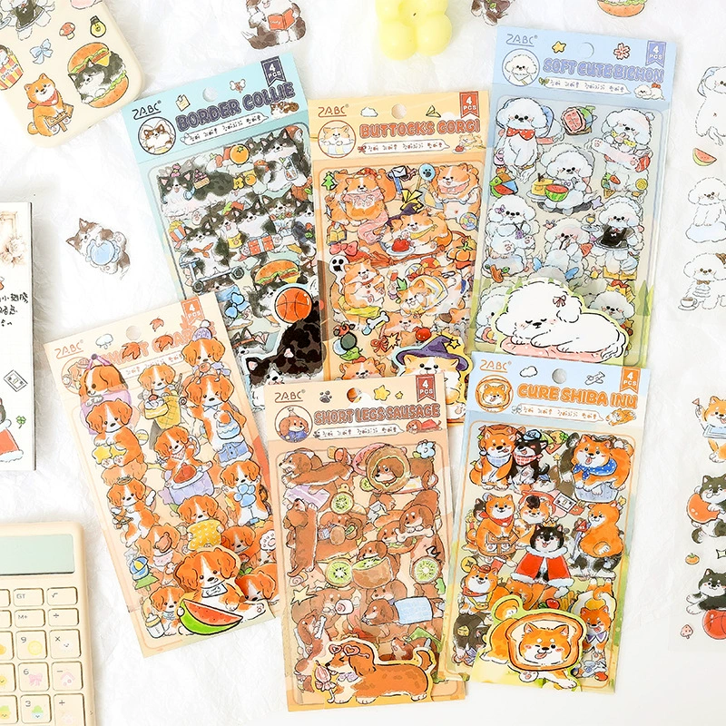 У вас дома есть милая собака, прозрачные водонепроницаемые наклейки для домашних животных, наклейки для дневника «сделай сам», трансграничные наклейки с милыми животными и щенками.