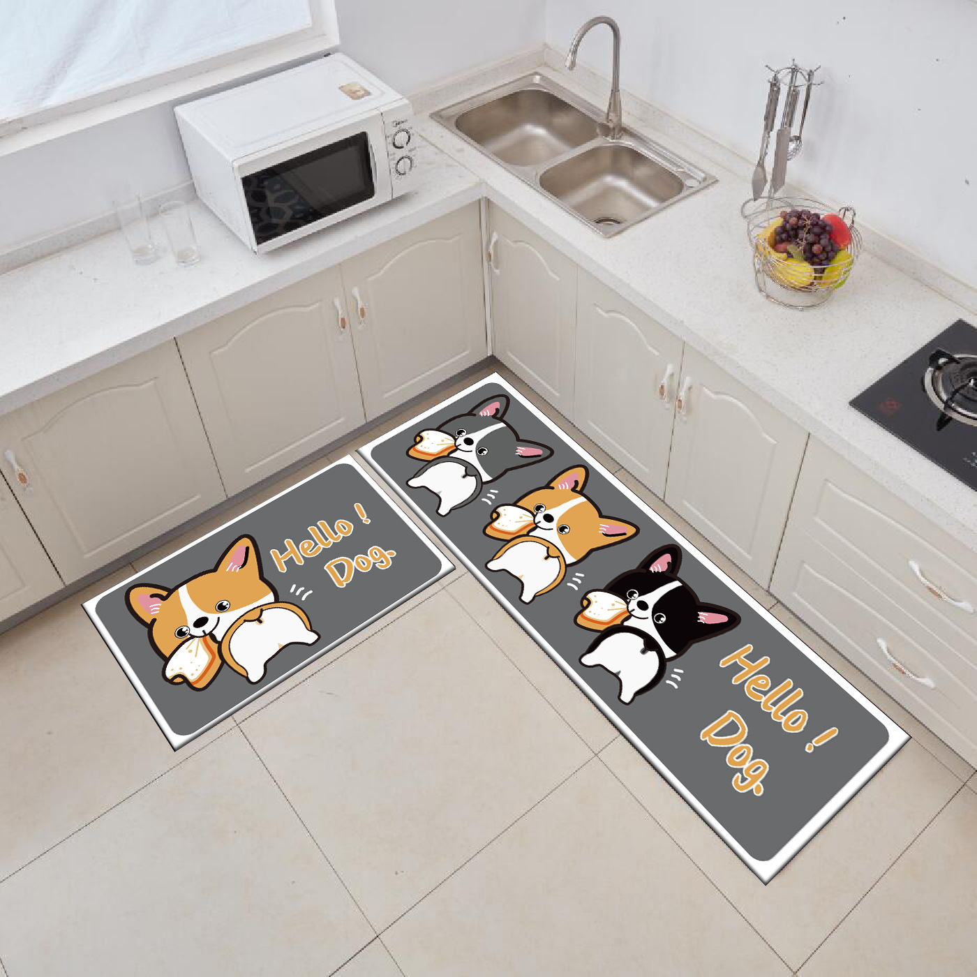 Alfombra de piso antideslizante resistente a las manchas largas de dibujos animados hogar absorbente de aceite alfombra de piso de cocina cristal terciopelo alfombra de piso tienda completa se puede utilizar para la entrega