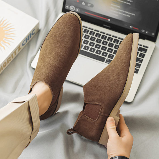 2366 Chelsea boots Foreign Trade New plus size Frosted Short Chelsea Boots Men's British Casual Leather Shoes