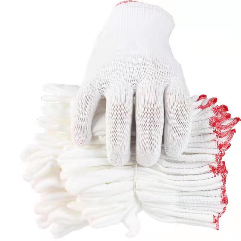 Fabricantes al por mayor guantes de cuentas antideslizantes desgaste de pegamento de diez agujas espesadas de algodón de lana de plástico de trabajo seco guantes de protección laboral image 36