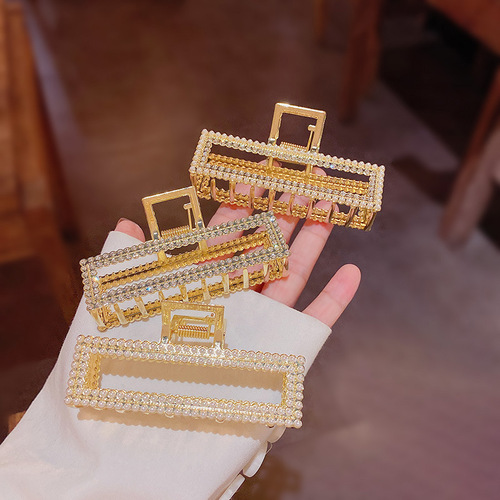 French large size pearl hairpin on the back of the head for women Korean new elegant temperament shark hair clip headdress