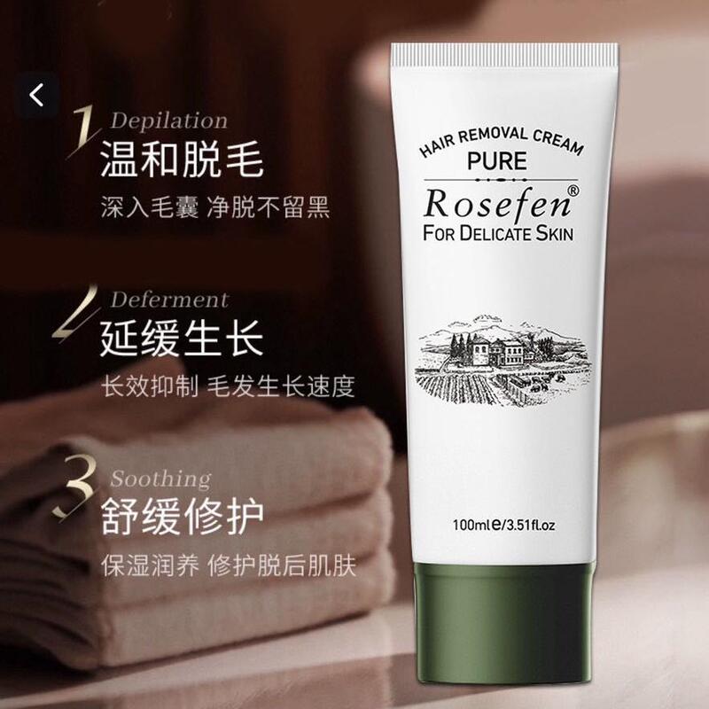 ROSEFEN ピュア脱毛クリームは、体、脇、脚、手、顔、ひげ、唇の毛の成長を優しく抑制します。|undefined