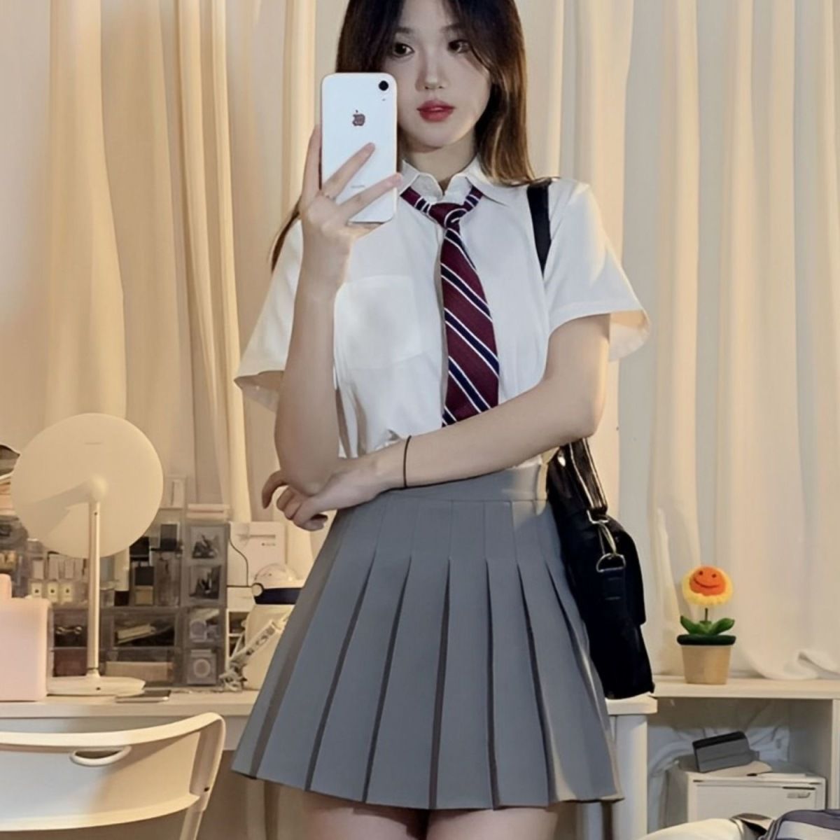 일본 대학 스타일 JK 유니폼 반팔 셔츠 여성 학생 순수한 욕망 스파이스 소녀 디자인 센스 셔츠 기본 여름
