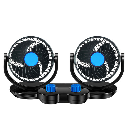 Car-mounted fan 12V/4V/USB one-piece dropshipping dual-head dual-control fan durable high wind force car electric fan