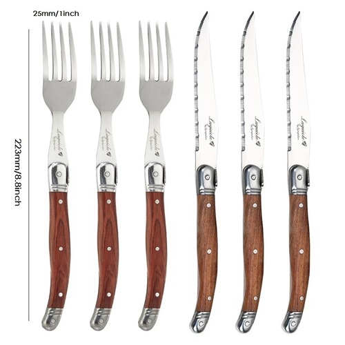 Cross-border Rosewood-handled Tableware Set Stainless Steel Western Tableware Wooden-handled Steak Knife Fork Dinner Knife Spoon Fork