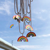 Brand rainbow necklace for beloved, universal pendant, round beads