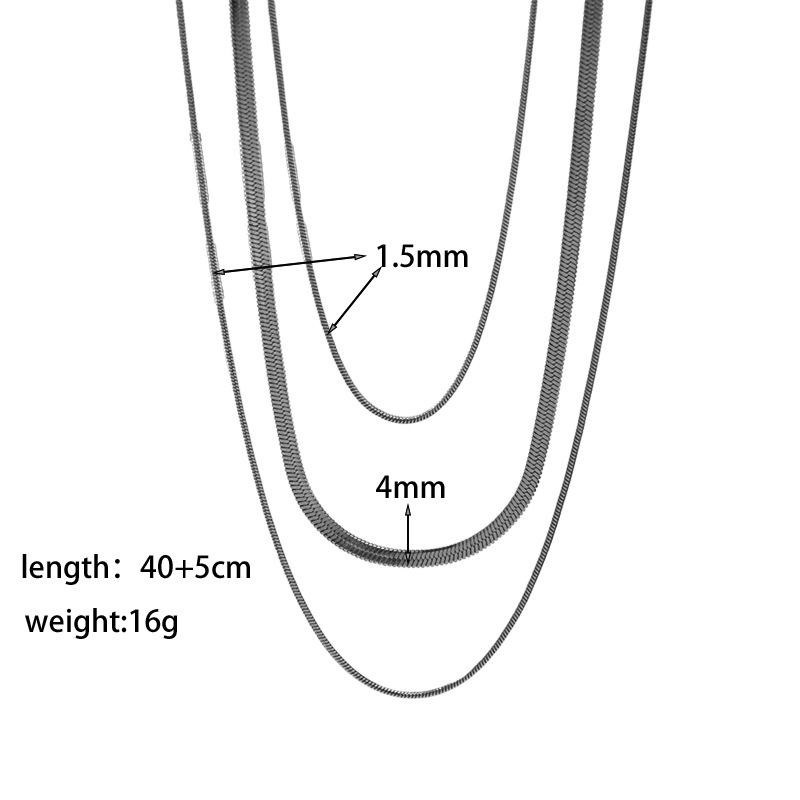 【XKN0644】 3겹 체인 목걸이 스틸 컬러
