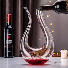 厂家批发无铅水晶玻璃U型彩色醒酒器家用酒柜摆件酒店餐厅分酒器