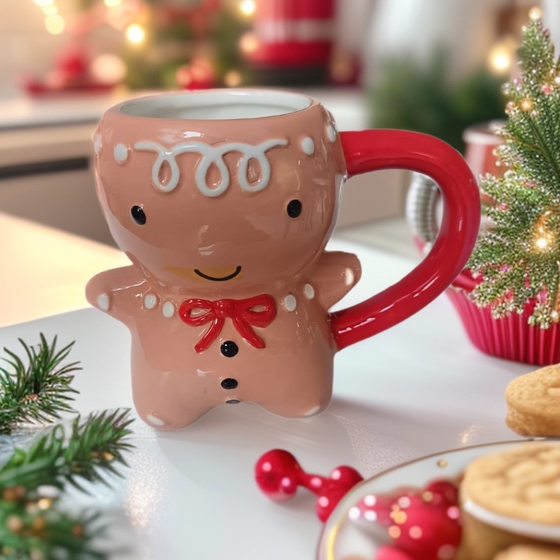 Cross-Border Gingerbread Man Christmas Mug Cookie Ceramic Water Cup_voghion.com