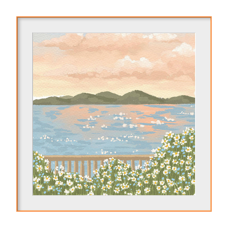 Q3Y 풍경 장식 그림 산과 바다 필드 스타일 미적 치유 부서 작은 신선한 장식 그림 따뜻한 집