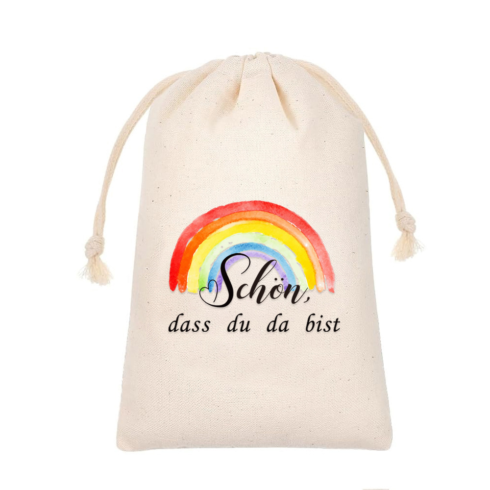 레인보우 스타일 Schön Dass Du Da Bist;10*15cm;면 가방
