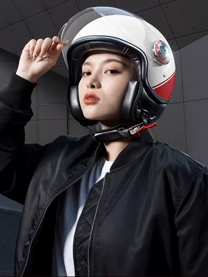 Phoenix Tk06 Motorcycle Electric Vehicle Helmet for Men and Women Winter Velvet Warm Battery Vehicle Half Helmet Wholesale New National Standard (Motosiklet kaskı (dəbilqə)) - color-matching-red-and-white-anti-fog-long-mirror