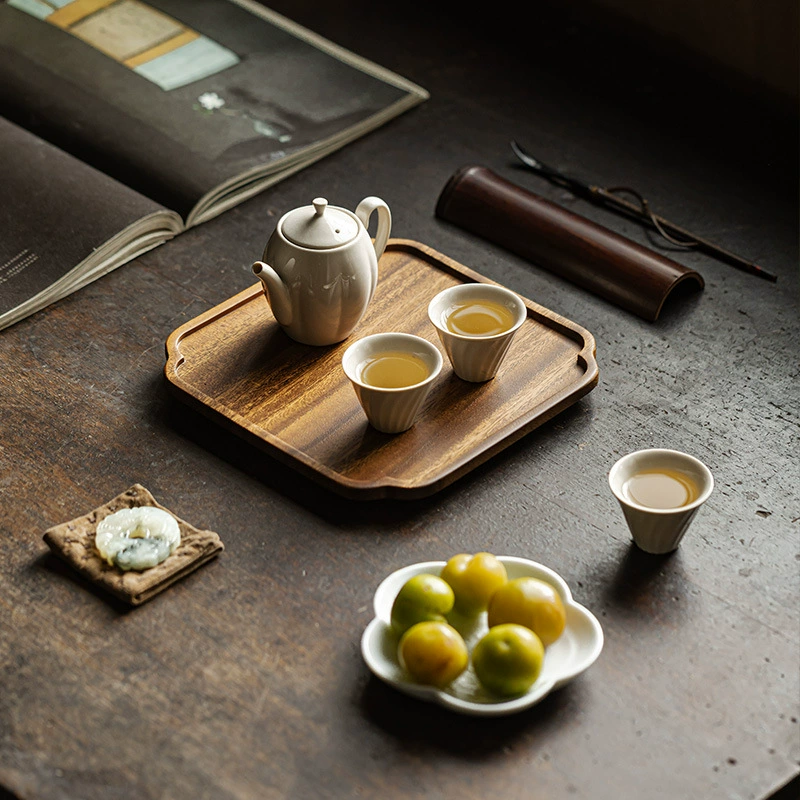 (Кит.) Walnut простой стол для сухого заваривания, домашний цельнодеревянный чайный поднос, легкая роскошь, новый китайский стиль, поднос для сухого заваривания и фруктов