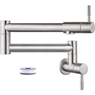 In-Wall Folding Faucet Kitchen Sink Faucet Single Cold Foldable Faucet Universal Rotating Faucet Stainless Steel