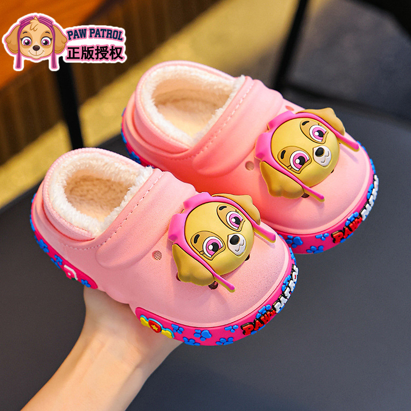 Zapatillas de algodón para niños de invierno para niños, niñas y niños, calentamiento de terciopelo impermeable, zapatos de talón de algodón para niños