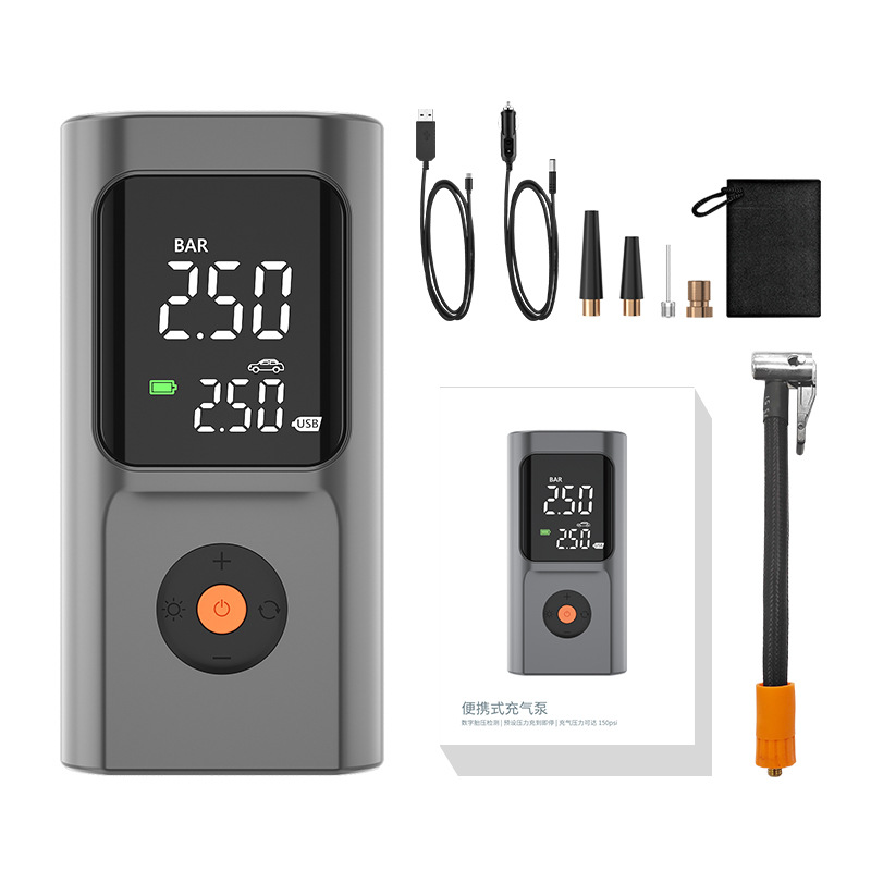 Portable Mini Car Air Pump Wired and Wireless Dual-Purpose Air Pump Handheld Wireless Charging Air Pump Cross-Border