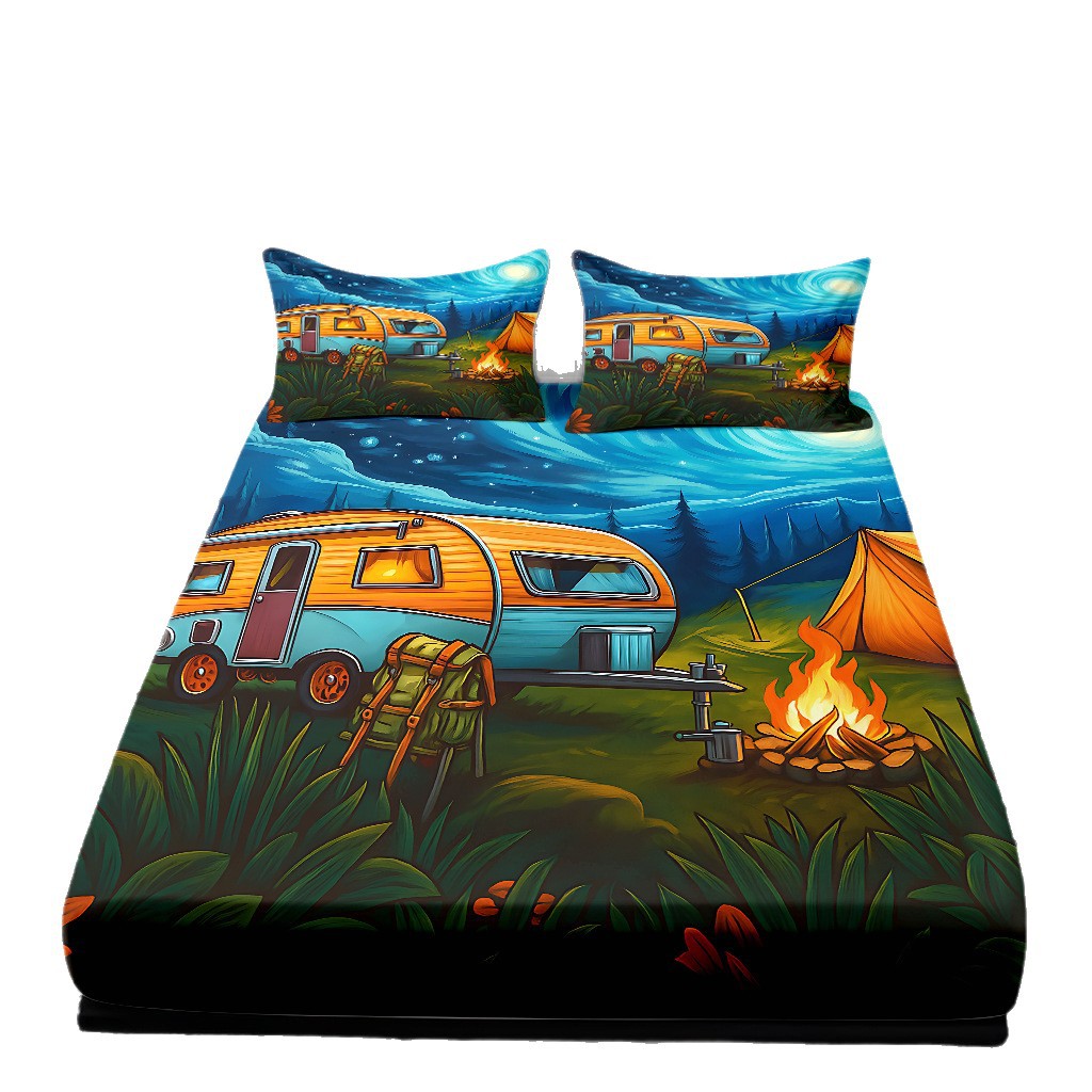 Camping 3D impresión digital cama textil casera Kits fabricantes de ropa de cama suministro directo transfronterizo modo JIT Temu