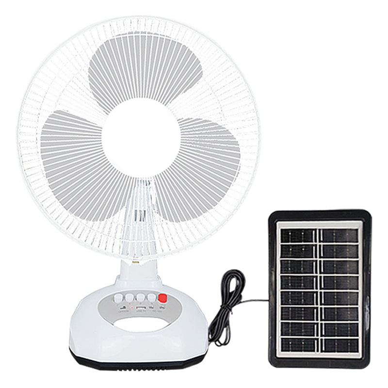 Sudeste de Asia caliente de carga solar ventilador de 12 pulgadas AC/DC 6V exportación transfronteriza DC ventilador de escritorio LED luz USB