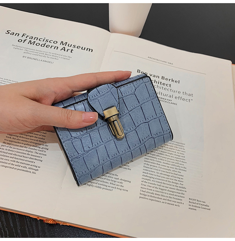 2021 New Korean Version Lock Retro Folding Stone Grain Coin Purse Wholesale display picture 7