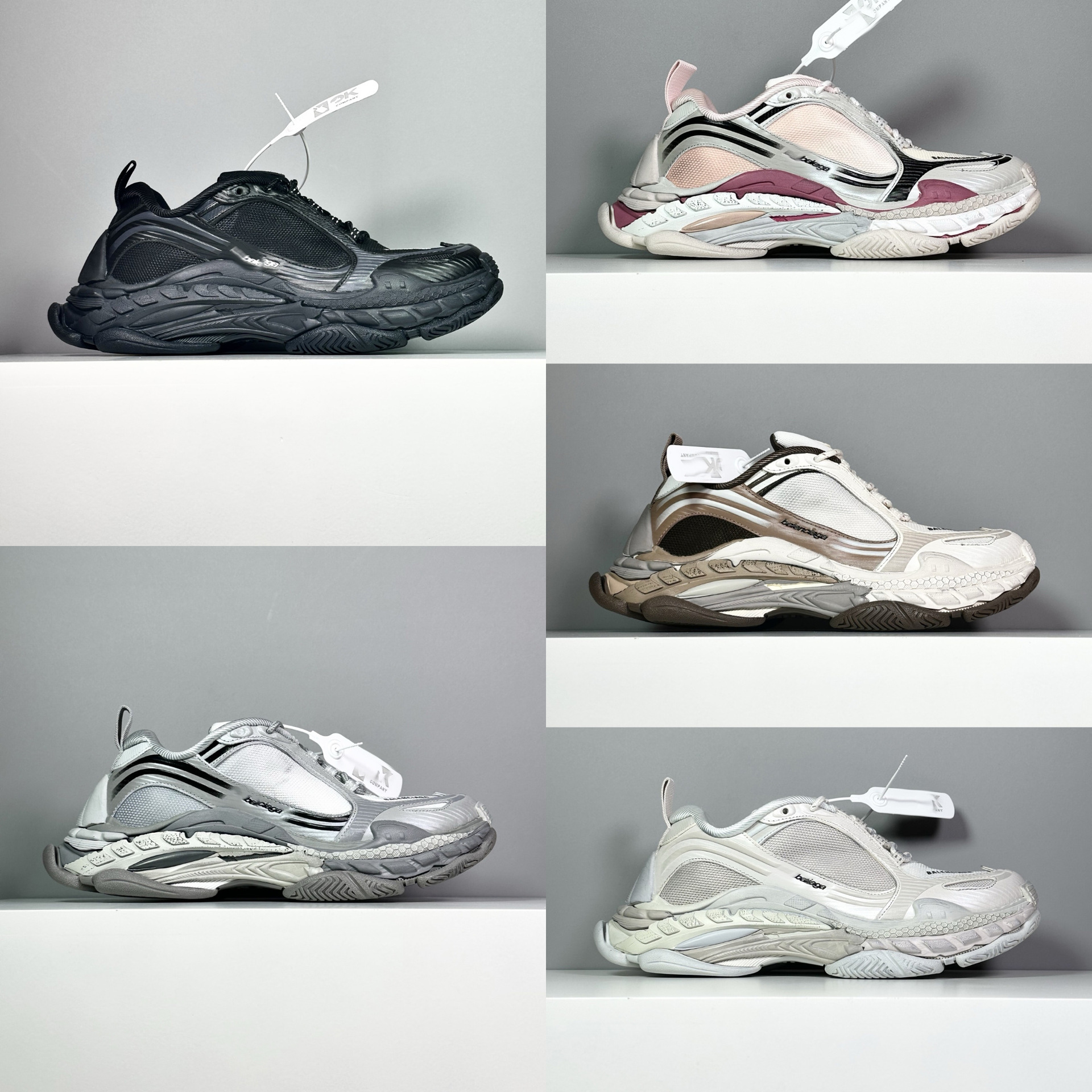 Pure original Triple S 2 thick-soled dad shoes, Paris 24th generation, distressed low-top casual round-toe gradient sneakers