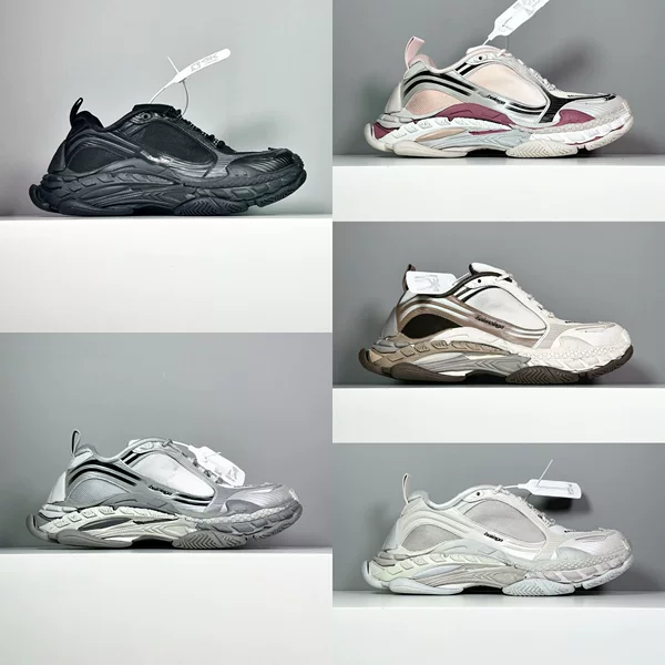 Pure original Triple S 2 thick-soled dad shoes, Paris 24th generation, distressed low-top casual round-toe gradient sneakers
