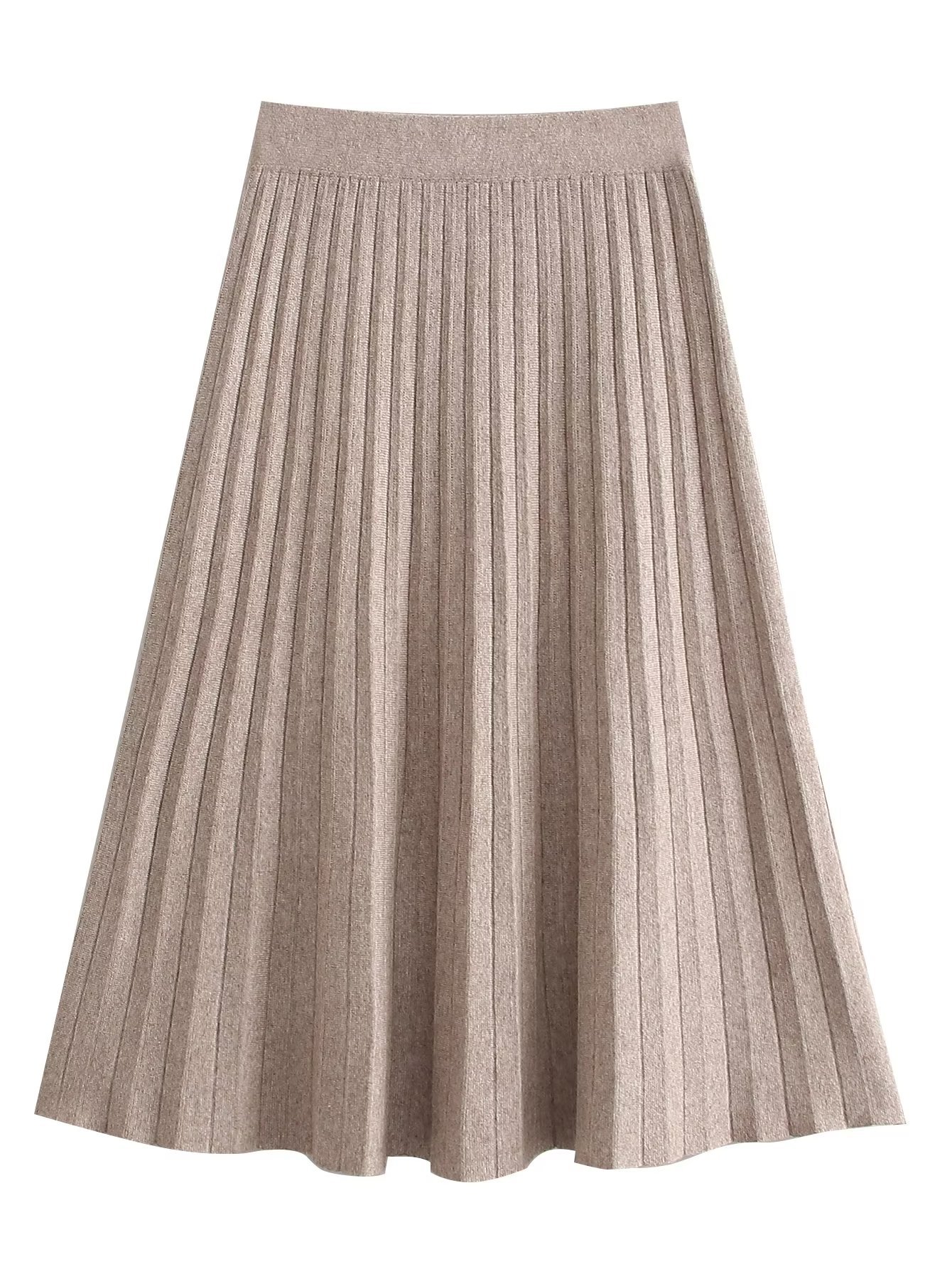 solid color pleated elastic waist A-line skirt NSAM135926