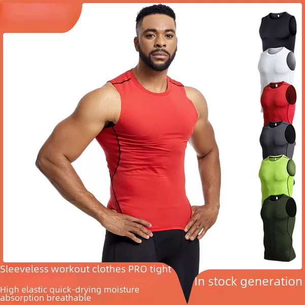 Cross-Border Sports Vest Men's Summer Tight-Fitting Fitness Top Basketball Training Quick-Drying Running Vest Amazon