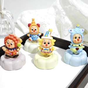 Circus Clown Star Character Ceramic Rotating Figurine, Modified Cute Doll, Second-Creation Car and Desktop Ornament Toy